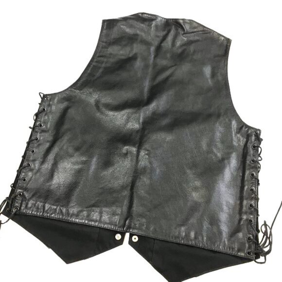 FMC Moto Western Concealed Carry Leather Side Laced Vest Sz XL EUC Vtg - Picture 12 of 12